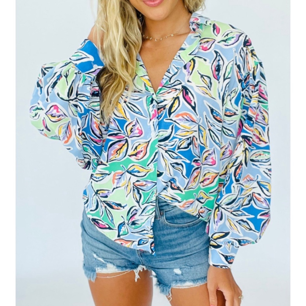 GeeGee colorful button down blouse